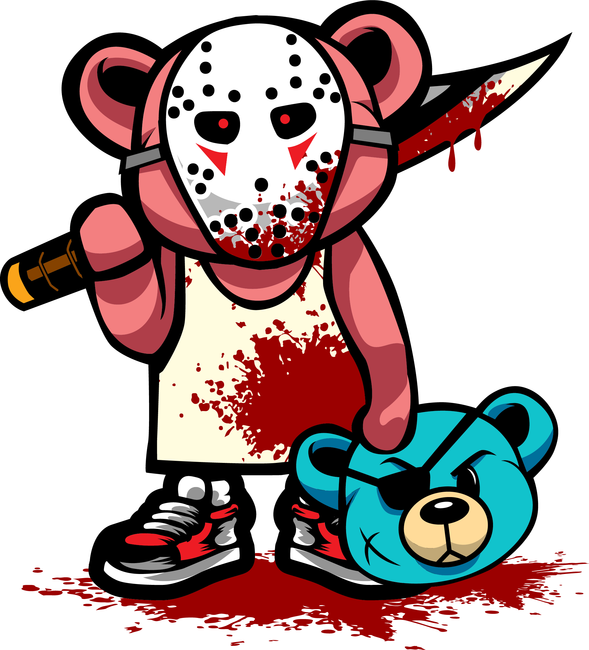 Spooky Bear Series "Dexter Bear" / Unisex 3/4 Sleeve Baseball Tee