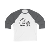 Camping Bear / Unisex 3/4 Sleeve Baseball Tee