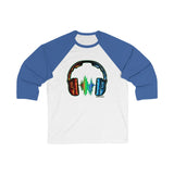 Rainbow Headphones / Unisex 3\4 Sleeve Baseball Tee